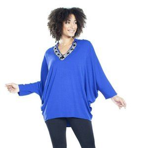 Rhonda Shear Embellished Caftan Top - Blue - Sizes